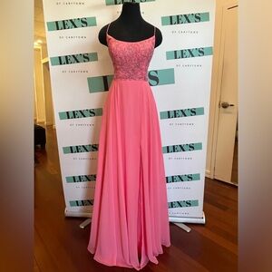 Elegant Coral Pink beaded Prom Dress